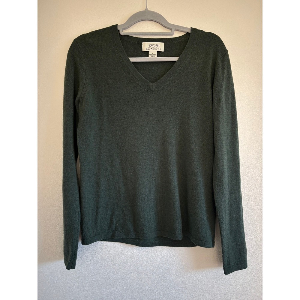 Ply Cashmere Sweater Womens Large Green Quiet Luxury Preppy Old Money 2 Ply